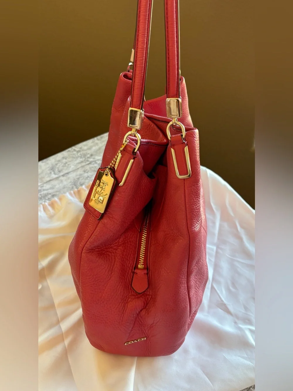 Preloved COACH MADISON PHOEBE LEATHER SHOULDER BAG PURSE PINK PEONY